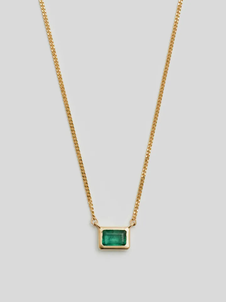 New Emerald Cut Bezel Necklace All|Necklaces