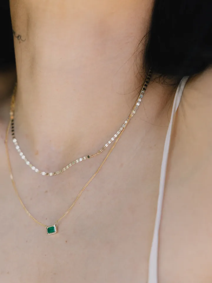 New Emerald Cut Bezel Necklace All|Necklaces