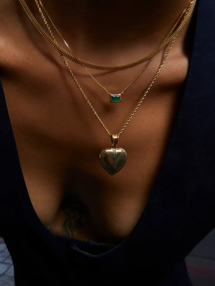 New Emerald Cut Bezel Necklace All|Necklaces