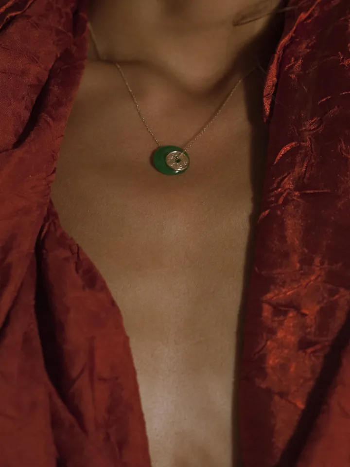 Fashion Jade Coin Necklace All|Necklaces