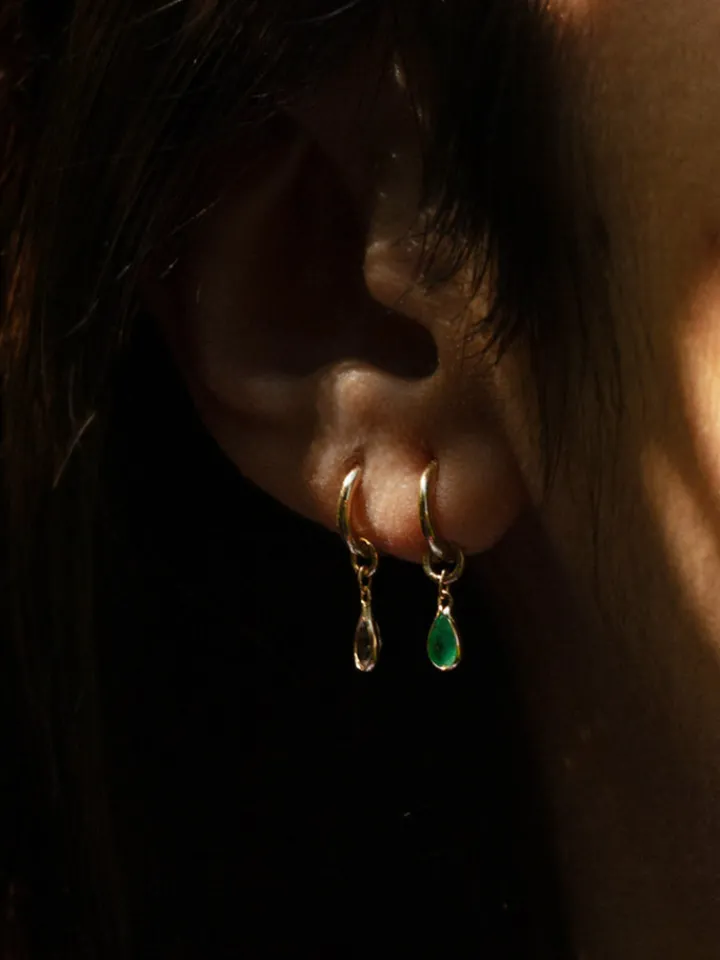New Mini Gem Bezel Hoop Charm All