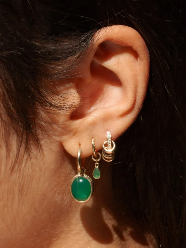New Mini Gem Bezel Hoop Charm All