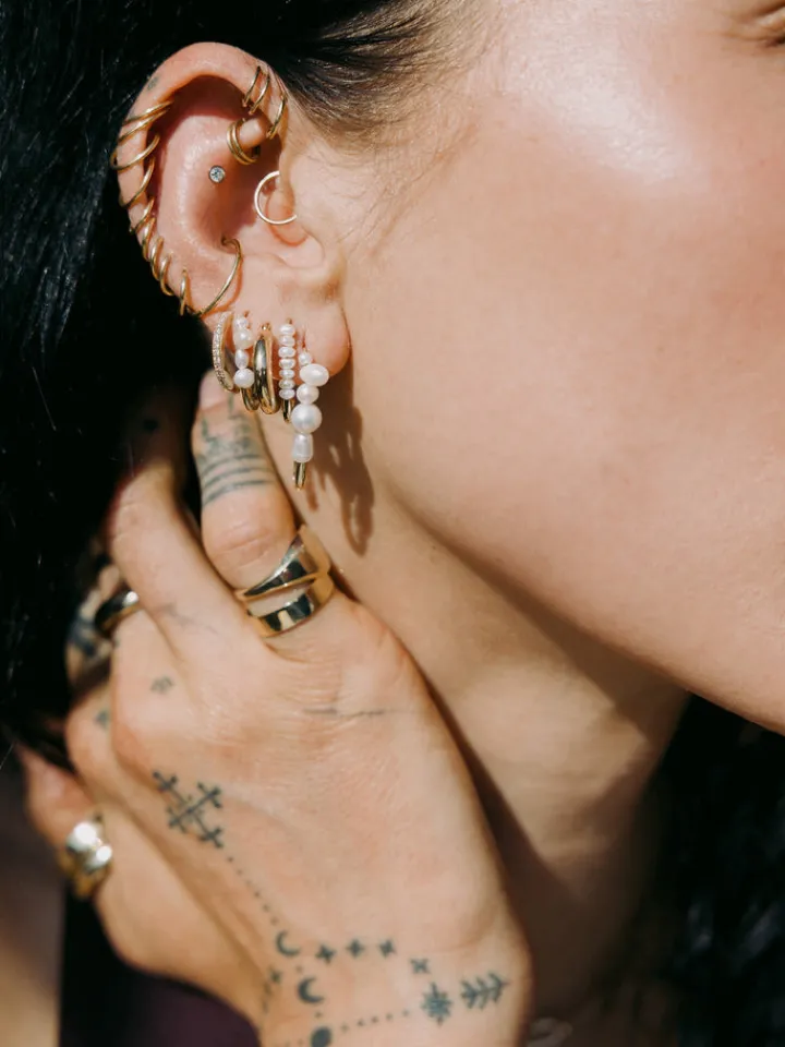 Clearance Mixed Pearl Safety Pin Earring All