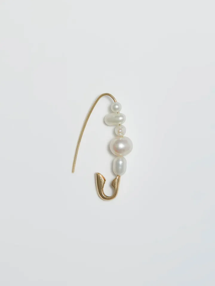 Clearance Mixed Pearl Safety Pin Earring All
