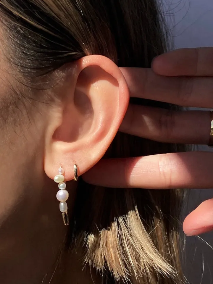 Clearance Mixed Pearl Safety Pin Earring All