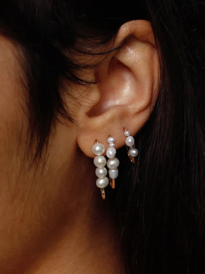 Clearance Mixed Pearl Safety Pin Earring All