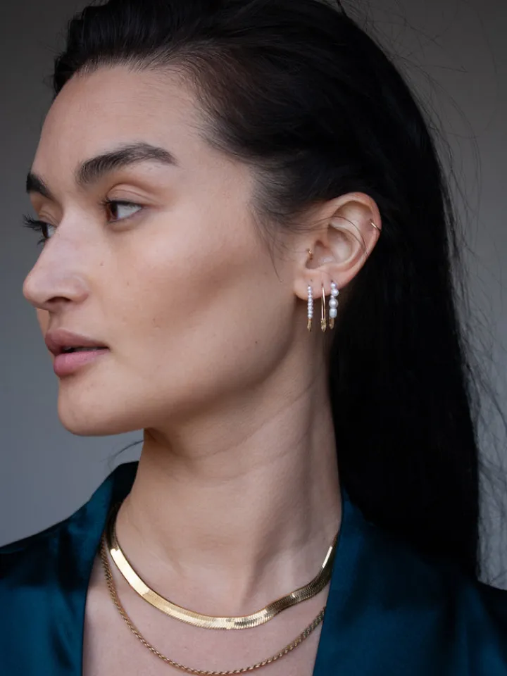 Clearance Mixed Pearl Safety Pin Earring All