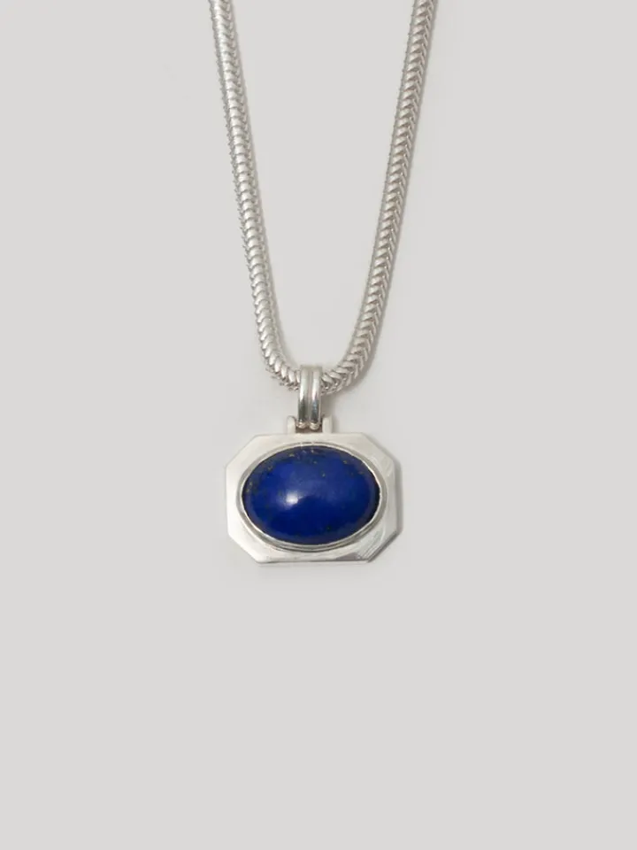 Fashion Octagonal Lapis Medallion Necklace All