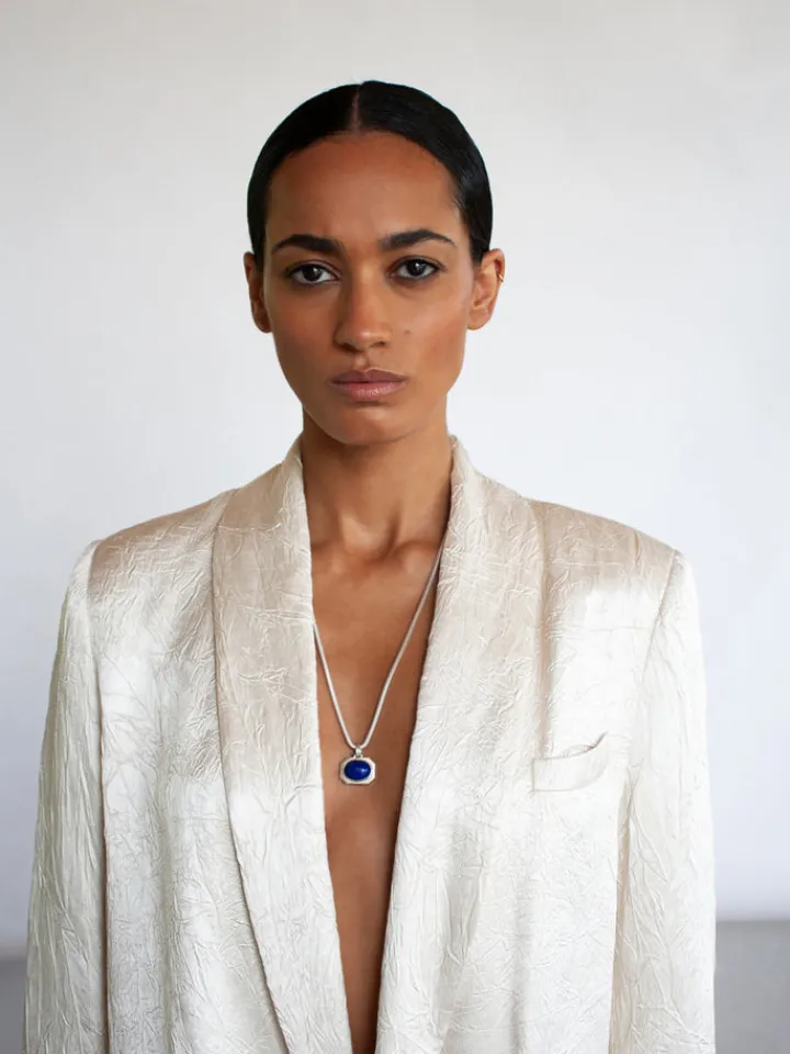 Fashion Octagonal Lapis Medallion Necklace All