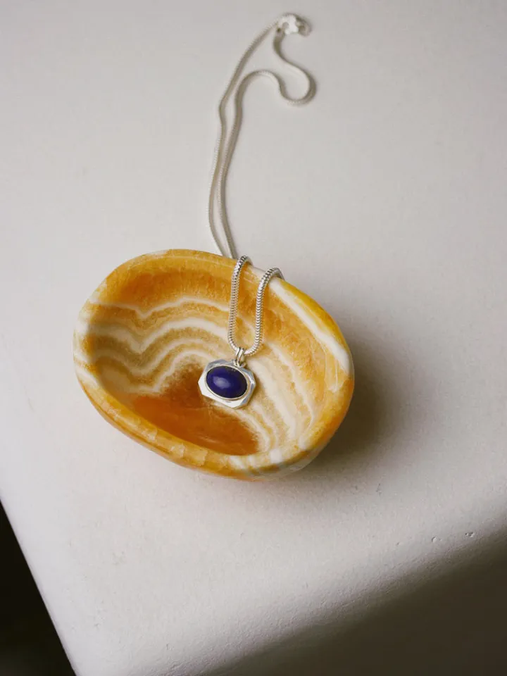 Fashion Octagonal Lapis Medallion Necklace All