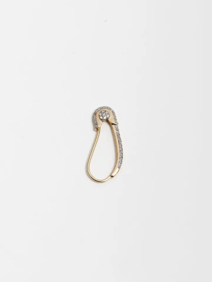 Hot Pave Diamond Safety Pin Earring All