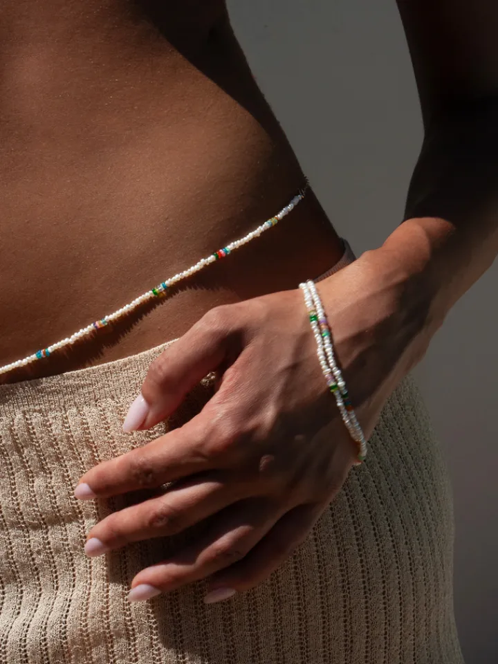 Hot Seed Pearl & Opal Safety Pin Bracelet All