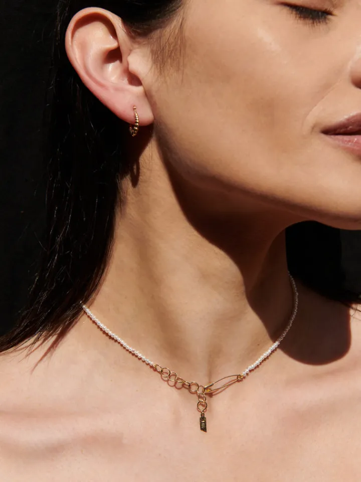 Online Seed Pearl Safety Pin Choker All|Necklaces