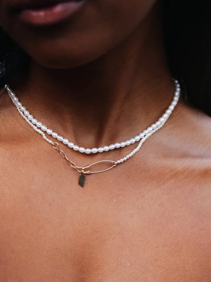 Online Seed Pearl Safety Pin Choker All|Necklaces