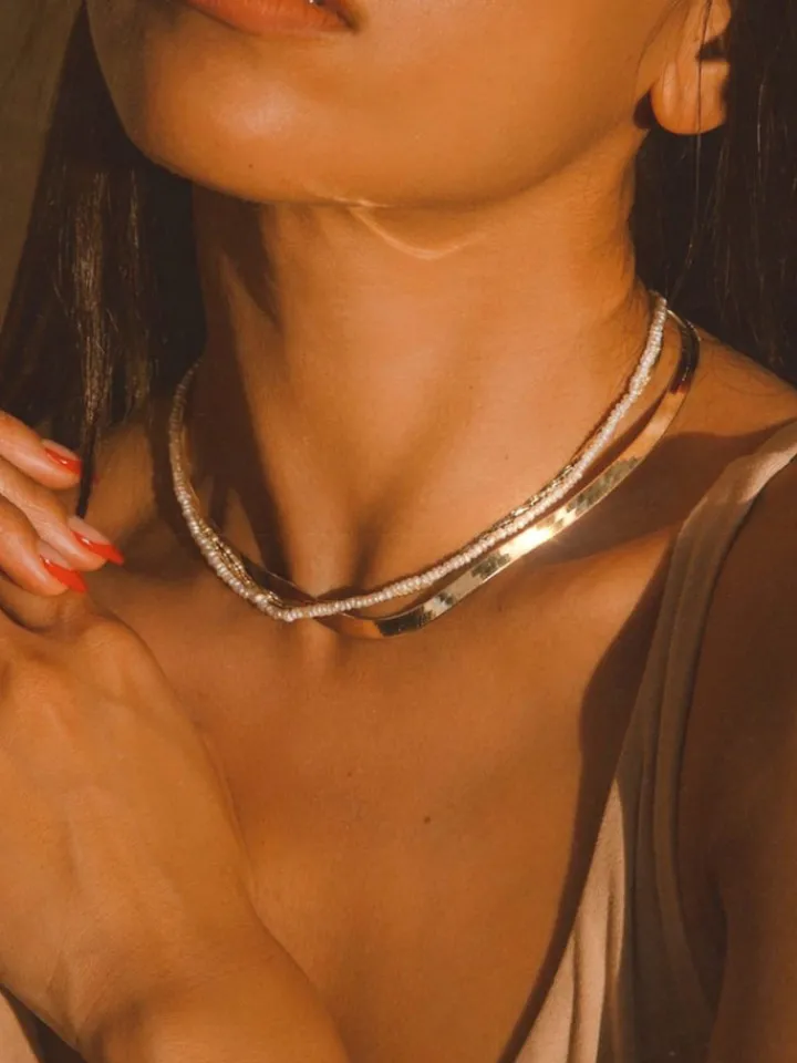 Online Seed Pearl Safety Pin Choker All|Necklaces