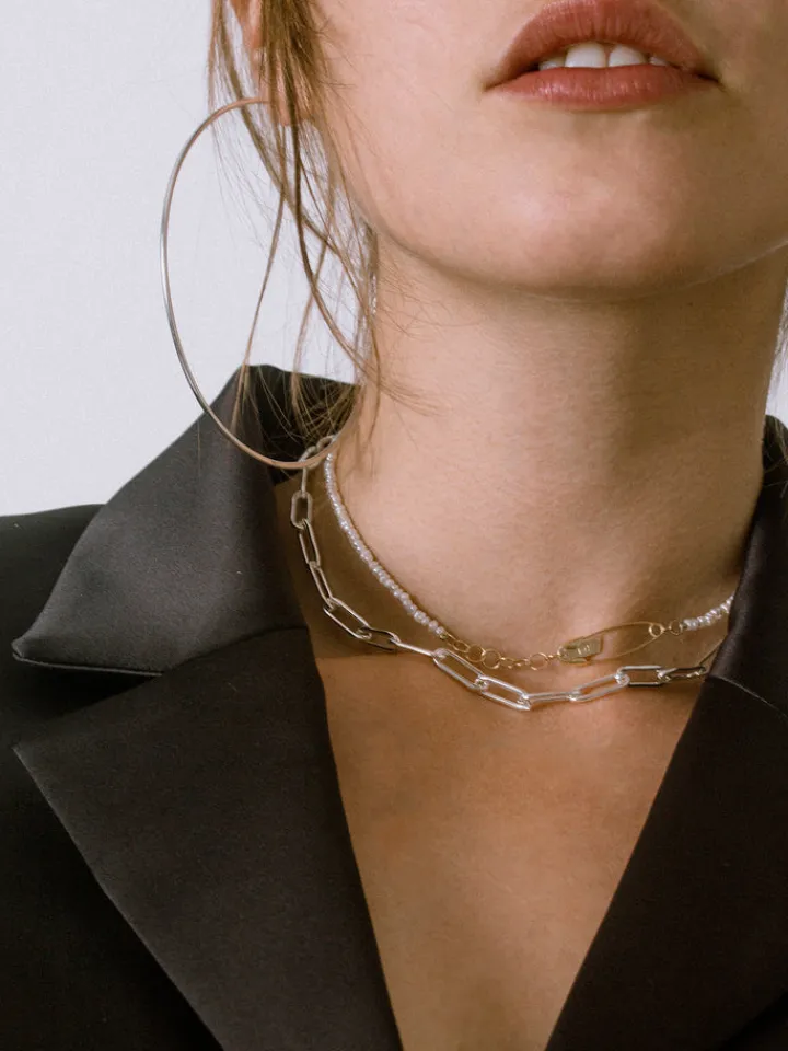 Online Seed Pearl Safety Pin Choker All|Necklaces