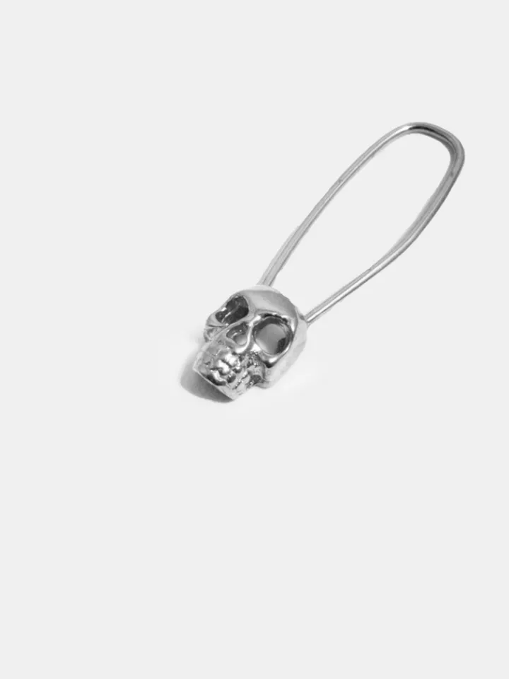 Outlet Skull Safety Pin Earring All