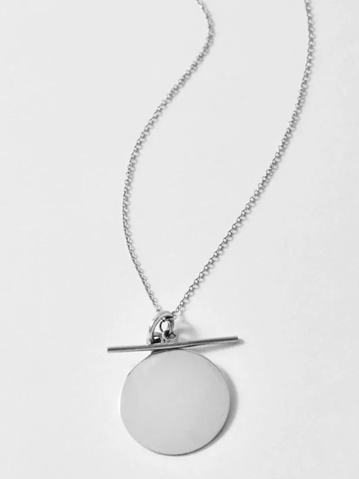 Outlet Sterling Silver Disk & Toggle Necklace All