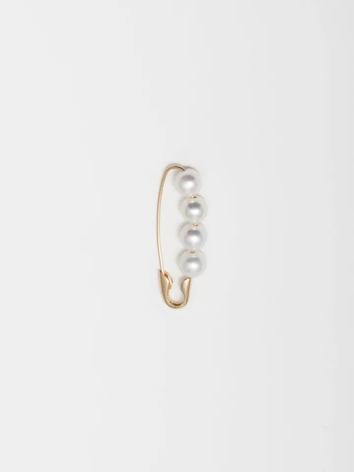 Fashion XL Pearl Safety Pin Earring All|Earrings
